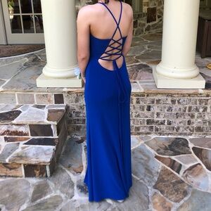 NEW CACHET SZ 4 ROYAL BLUE CORSET TIE BACK FORMAL PROM EVENING GOWN